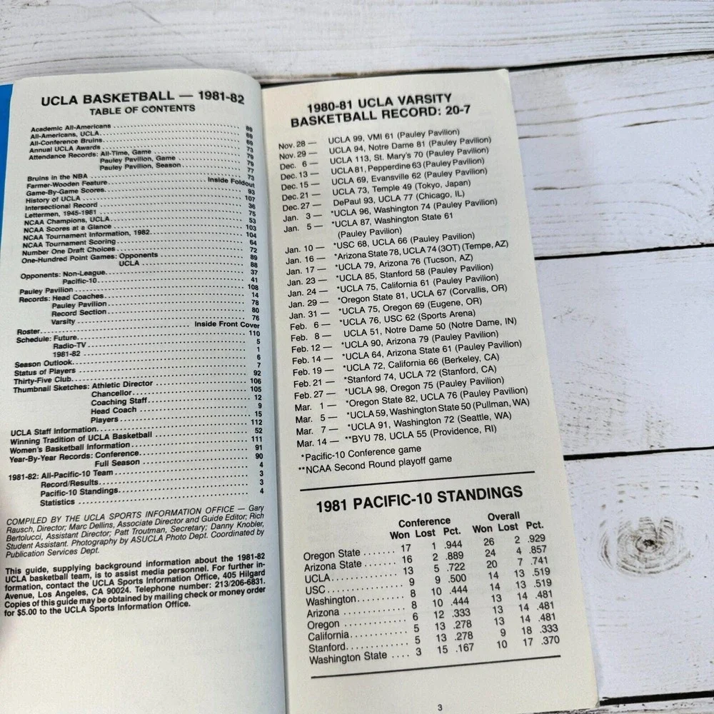 UCLA Basketball 1981-82 Media Guide Larry Farmer Vintage NCAA Memorabilia